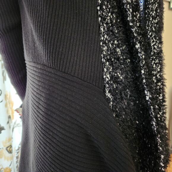 Absolutely Famous Open Front Cardigan Sweater Women's Medium Black Asymmetric - Picture 3 of 14